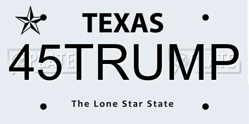 45TRUMP Texas License Plate