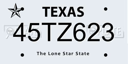45TZ623 Texas License Plate