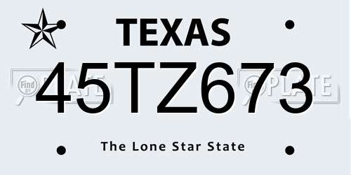 45TZ673 Texas License Plate