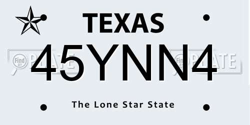 45YNN4 Texas License Plate