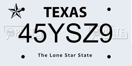 45YSZ9 Texas License Plate