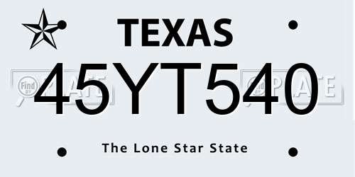 45YT540 Texas License Plate