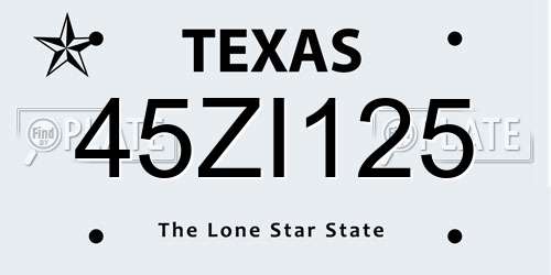 45ZI125 Texas License Plate