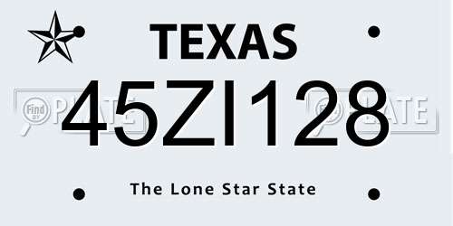45ZI128 Texas License Plate