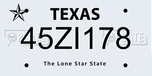 45ZI178 Texas License Plate