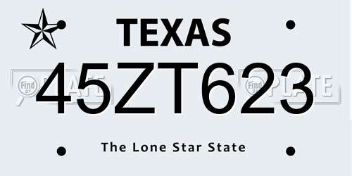 45ZT623 Texas License Plate