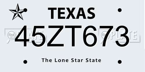 45ZT673 Texas License Plate