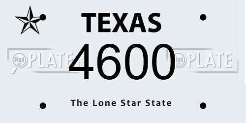 4600 Texas License Plate
