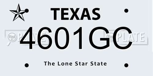 4601GC Texas License Plate