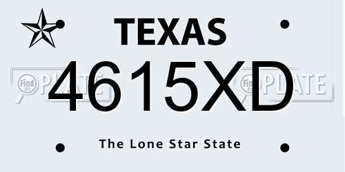 4615XD Texas License Plate