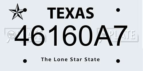 46160A7 Texas License Plate