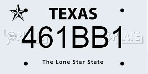 461BB1 Texas License Plate