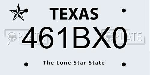 461BX0 Texas License Plate