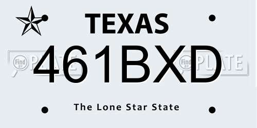 461BXD Texas License Plate