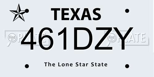 461DZY Texas License Plate