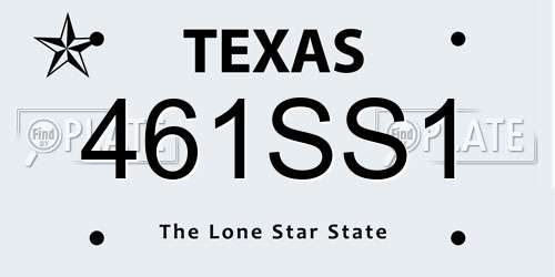 461SS1 Texas License Plate