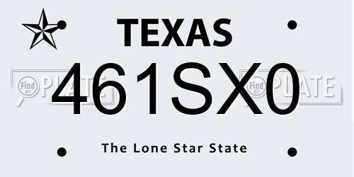 461SX0 Texas License Plate