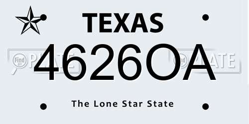 4626OA Texas License Plate