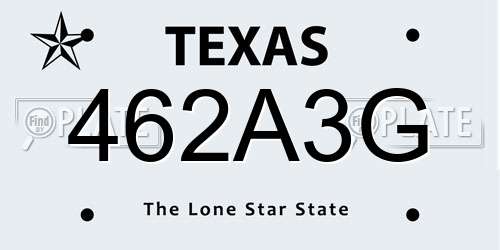 462A3G Texas License Plate