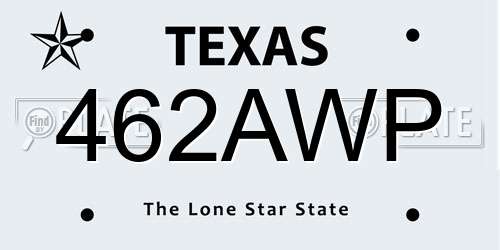 462AWP Texas License Plate