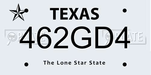 462GD4 Texas License Plate