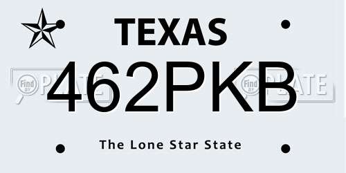 462PKB Texas License Plate