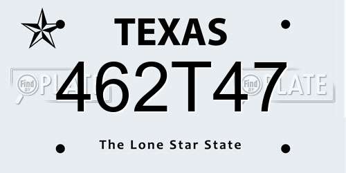 462T47 Texas License Plate