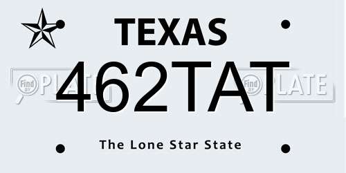 462TAT Texas License Plate