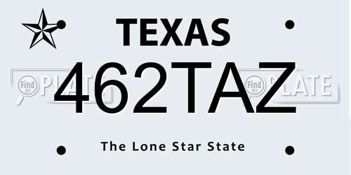 462TAZ Texas License Plate