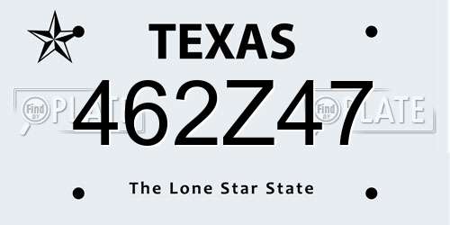 462Z47 Texas License Plate