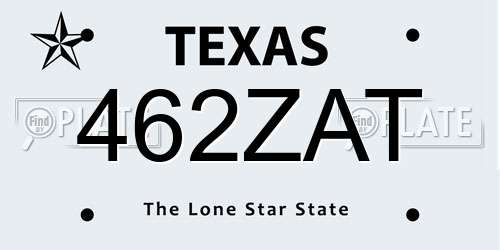 462ZAT Texas License Plate