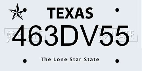 463DV55 Texas License Plate