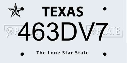 463DV7 Texas License Plate
