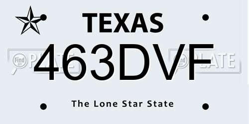 463DVF Texas License Plate