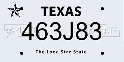 463J83 Texas License Plate