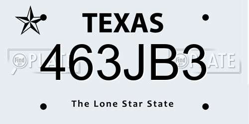 463JB3 Texas License Plate