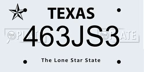 463JS3 Texas License Plate