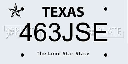 463JSE Texas License Plate