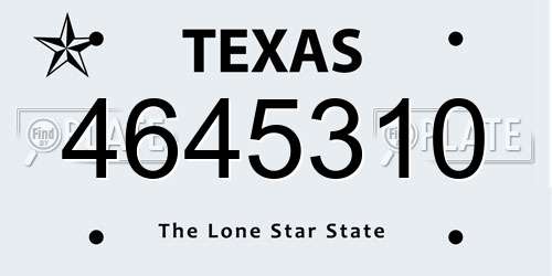 4645310 Texas License Plate