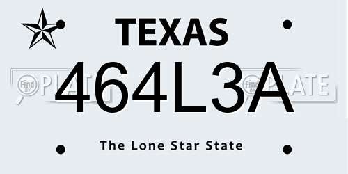 464L3A Texas License Plate