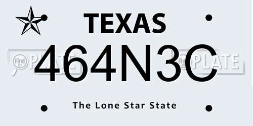 464N3C Texas License Plate