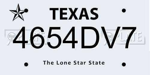 4654DV7 Texas License Plate