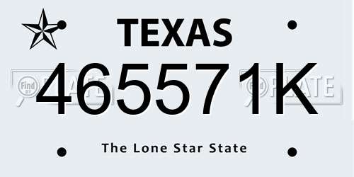 465571K Texas License Plate