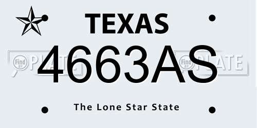 4663AS Texas License Plate