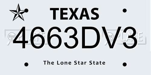 4663DV3 Texas License Plate
