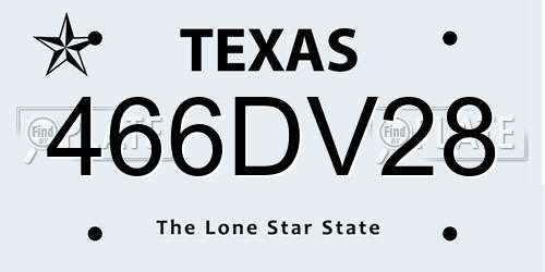 466DV28 Texas License Plate