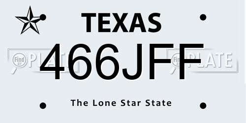 466JFF Texas License Plate