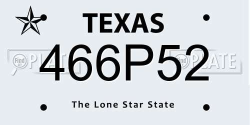 466P52 Texas License Plate