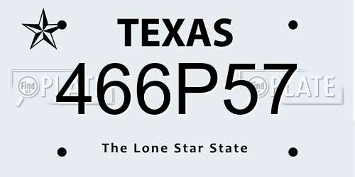 466P57 Texas License Plate