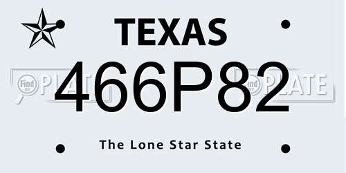 466P82 Texas License Plate